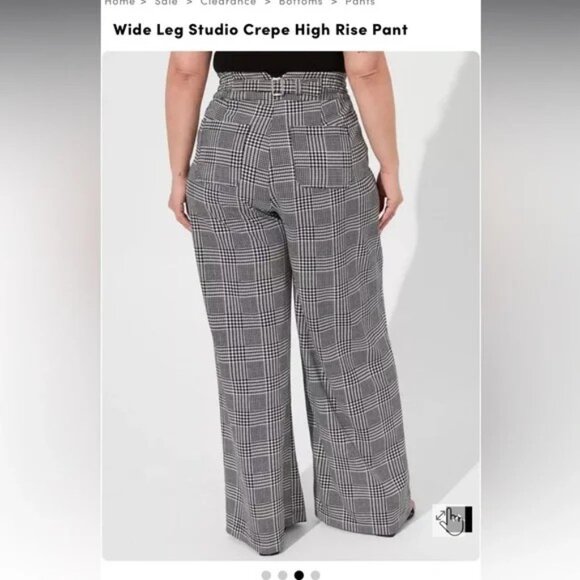 Torrid Pants 28 Wide Leg Studio Crepe High Risen Glen Plaid - Picture 2 of 10
